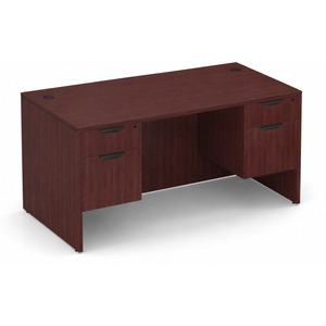 CLASD1025- Classic Desk 60" W X 30" D with Two Hanging Pedestals- Mahogany