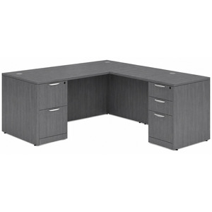 CLALD2036- Classic L-Shape Desk 60" W x 30" D with 42" Return and 2 Full Pedestals- Coastal Gray
