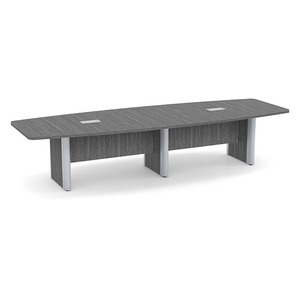 12ft Boat Shape, accent base Conference Table: NEWPORT GRAY w/SILVER 