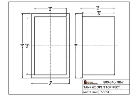 62 Gallon Polyethylene Open Top Rectangle Tank, 41" x 24" x 22"