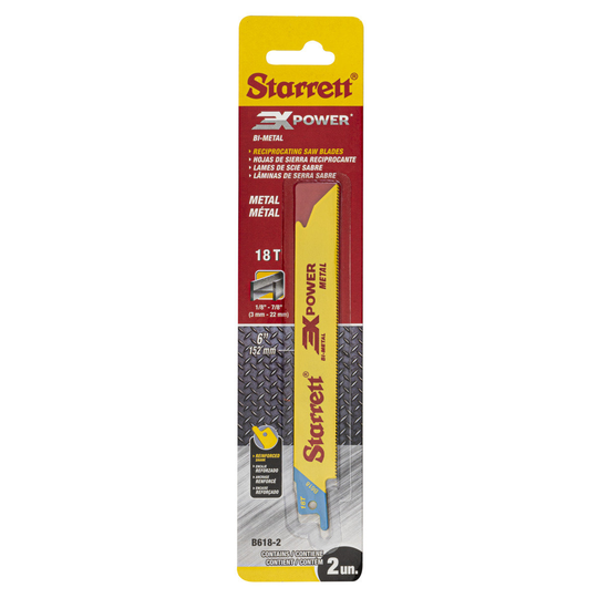STARRETT B618-2 Metal Cut 6'' x 3/4 x .035 x 18T, 3X POWER, 2 Pack