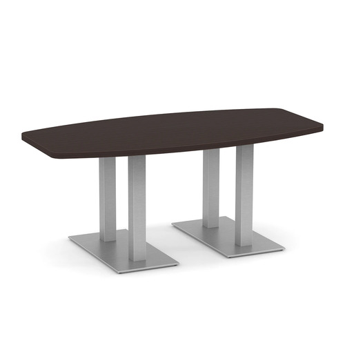 Classic Boat-Shape Conference Table 6 Ft with Palmer Brushed Double Base - Espresso