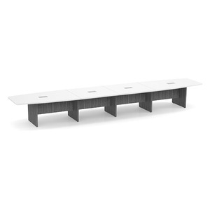 20ft Boat Shape, slab base Conference Table: WHITE TOP NEWPORT GRAY BASE 