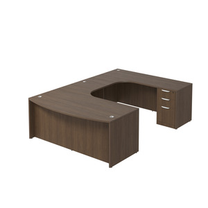 CLAUD1013 Right Executive Bowfront 71" X 120" Desk- Modern Walnut