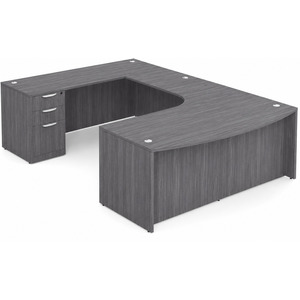 CLAUD1012L- Left-Handed Classic U-Shape Bowfront Executive Workstation 71" W x 107" D with Box/Box/File Pedestal- Coastal Gray
