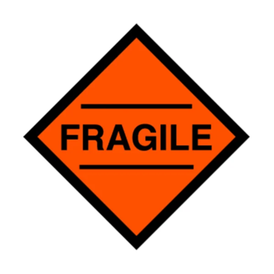 Fragile Label - 3" x 3" - Fluorescent Red
