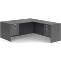 Classic L-Shape Desk 72" x 66" with 2 Box/File Pedestals - Newport Grey
