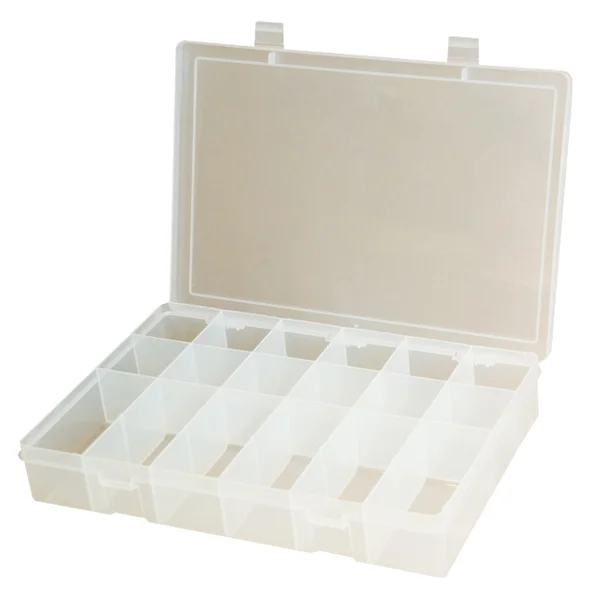 Compartment Case - Polypropylene - 13-1/8" x 9" x 2-5/16" - 18 Compartment - Clear