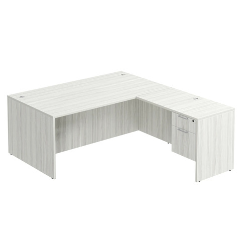 Classic L-Shape Desk 78" x 71" with Box/File Pedestal - Silver Birch