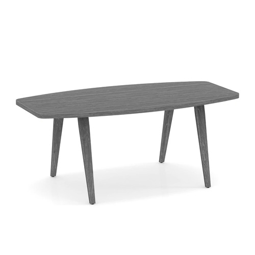 Signature Boat-Shape Conference Table 6 Ft - Newport Grey and Black Hardware