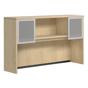 CLAHU3002- Hutch with 2 Silver Frame Glass Doors- Maple/Silver Glass