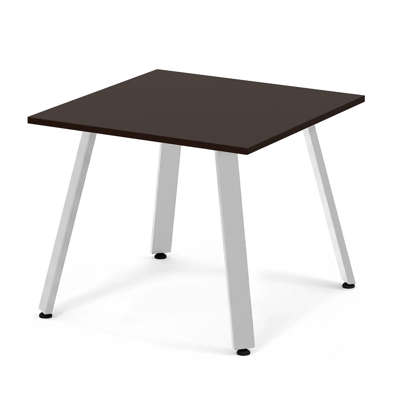 Signature Square Meeting Table 36"- Espresso with Silver Metal Legs