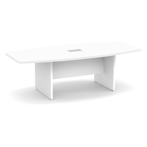 8ft Boat Shape, slab base Conference Table:  WHITE 