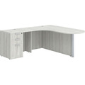 Classic L-Shape Bullet Workstation 77" x 71" with Left Hand Return and Box/Box/File Pedestal - Silver Birch with Black Post Finish