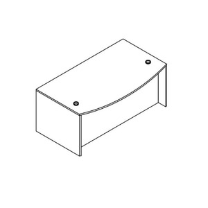 PL187 66" BOW FRONT DESK SHELL- NEWPORT GRAY