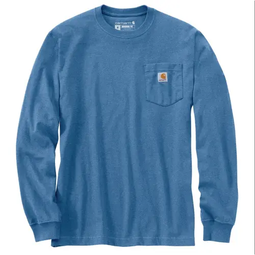 CARHARTT K126 - Loose Fit Heavyweight Long-Sleeve Pocket T-Shirt - Deep Workwear Blue Heather