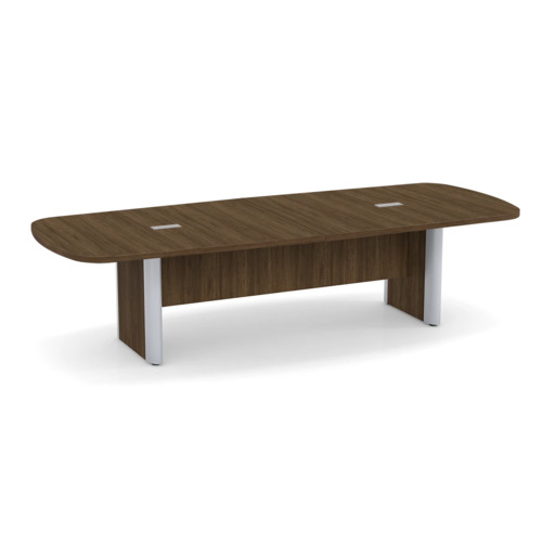 Classic Plus Arena 10 Ft Conference Table - Modern Walnut with Silver Metal Accents