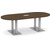 8' Classic Racetrack Conference Table with Palmer Base - Modern Walnut Top, Brushed Silver Base