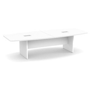 10ft Boat Shape, slab base Conference Table: WHITE 