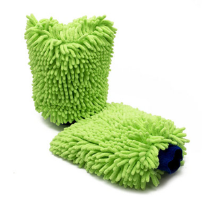 Green Microfiber Chenille Wash Mitt 9 x 11