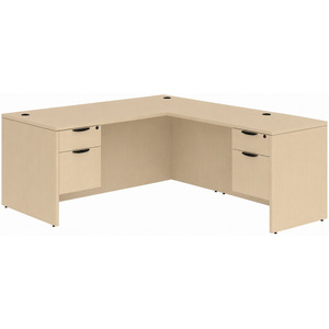 CLALD1035- Classic L-Shape Desk 60" W x 30" D with 47" Return and 2 Box/File Pedestals- Maple