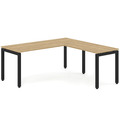 Elements L-Shape Desk 66" x 60" x 30"D - Aspen with Black Legs