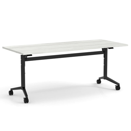 Nestling Flip Top Table 30" X 72" - Silver Birch Top with Black Base