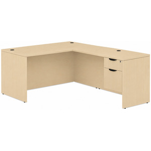 CLALD1033- Classic L-Shape Desk 60" W x 30" D with 47" Return and Box/File Pedestal- Maple