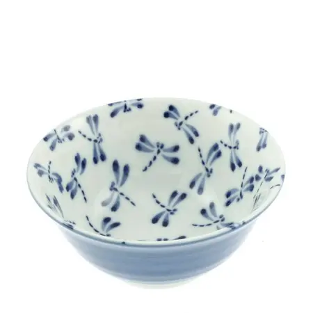 Bowl Blue & White Dragonfly 6