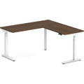 Enhance Electric Height-Adjustable L-Shape Desk 60" X 60" -  Modern Walnut with White Base