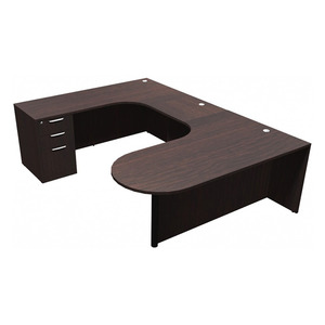 CLAUD1006L- Left-Handed Classic Bullet U-Station 71" W x 102" D with Box/Box/File Pedestal- Espresso/Black