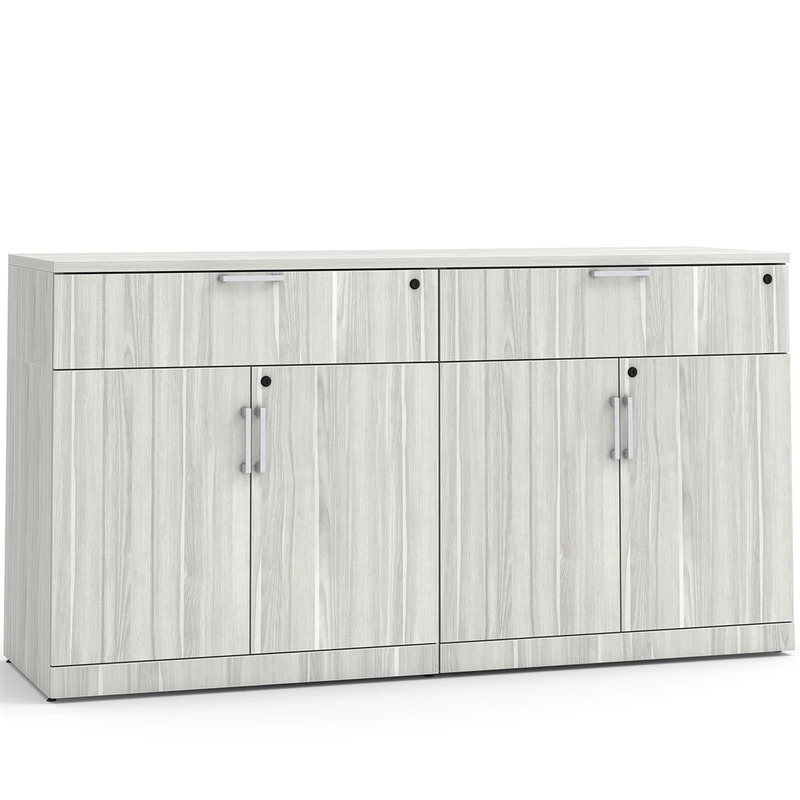 Lateral Storage Credenza with Double Buffet Drawers - Silver Birch