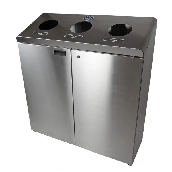 Recycling Station - 3 Stream - Stainless Steel