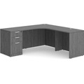 Classic L-Shape Workstation 71" x 71" with Right Hand Return and Box/Box/File Pedestal - Newport Grey