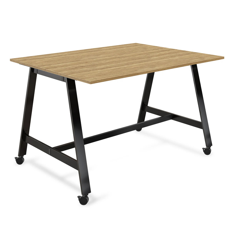 Signature Bistro Benching Table 48" x 72" - Aspen with Black Legs
