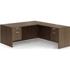 CLALD2043- Classic L-Shape Desk 71" W x 30" D with 42" Return and 2 Box/File Pedestals- Modern Walnut