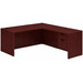 CLALD2037- Classic L-Shape Desk 66" W x 30" D with 42" Return and Box/File Pedestal- Mahogany