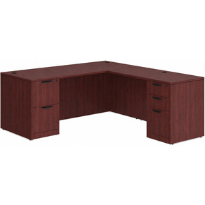 CLALD2044- Classic L-Shape Desk 71" W x 30" D with 42" Return and 2 Full Pedestals- Mahogany