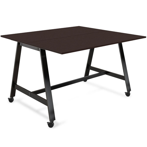 Signature Bistro Benching Table 60" x 72" - Espresso with Black Legs