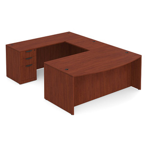 CLAUD2002 Executive Bowfront 71" x 112" Desk- Cherry