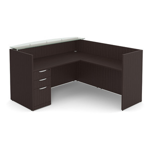 CLALD1053NESPESP, 71"x78" L Shape Reception Station with Glass Transaction Top - Espresso