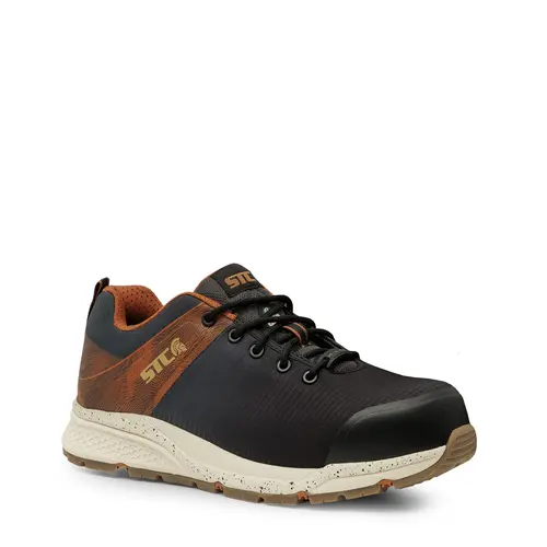 STC 29029/18 - Trainer, Black & Chestnut | Athletic Metal Free Lightweight Work Shoes - Black/Brown