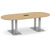 8' Classic Racetrack Conference Table with Palmer Base - Aspen Top, Brushed Silver Base