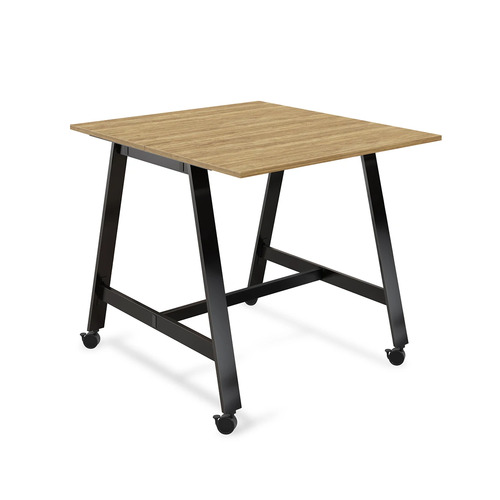 Signature Bistro Benching Table 48" x 48" - Aspen with Black Legs