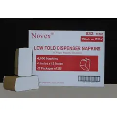 7 X 12" 1 PLY WHITE DISPENSER NAPKIN, LOW FOLD, 8000/CS