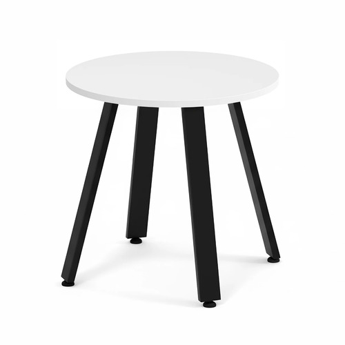 Signature Round Meeting Table 30" - White with Black Metal Legs