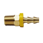 Polyurethane Brass Hose End (1/4" Push On Barb, 1/4" Male NPT) Bulk Packed