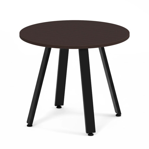 Signature Round Meeting Table 36" - Espresso with Black Metal Legs