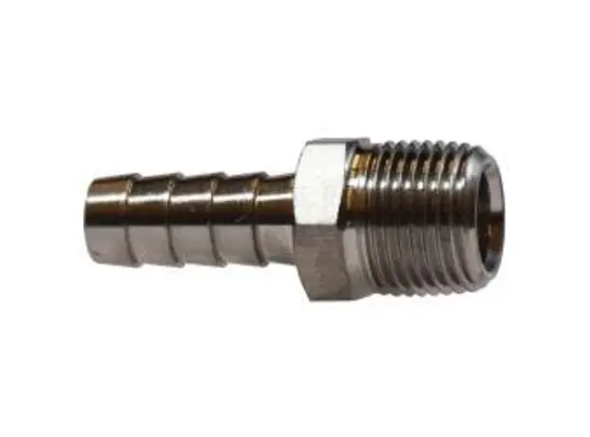 Straight Adapter, 1/4-in Hose Barbed x 1/4-in MIP, Stainless Steel