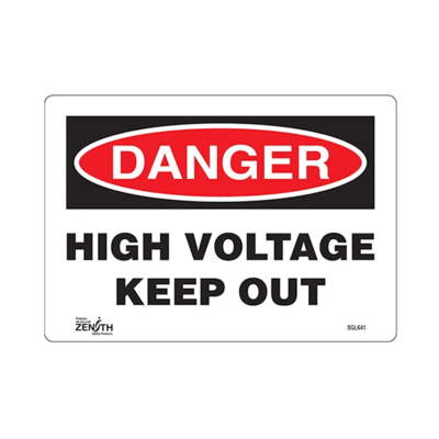 High Voltage Keep Out Sign - 10" x 7" - Vinyl - English